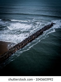 Drone View Of Rudee Inlet In Virginia Beach, Virginia