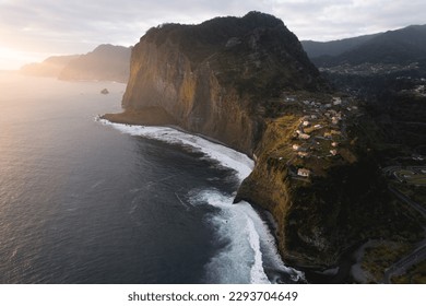 Drone view of Santana Village, Madeira