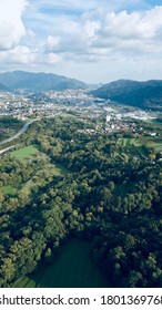 Drone view of Swiss region Mendrisiotto
