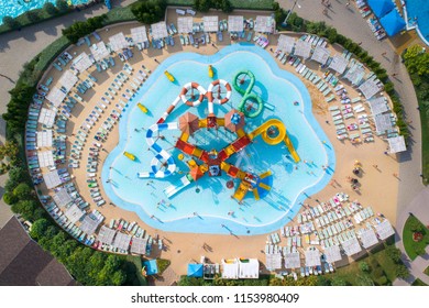 Drone View To Waterloo With Colored Elements In Aqua Park 