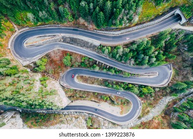 Drone View Curvy Mountain Road Autumn Stock Photo (Edit Now) 1284093871