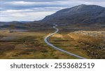 Droneview of scenic road in Norway