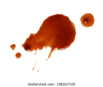 Drop Of Barbecue Sauce On White Background, Top View