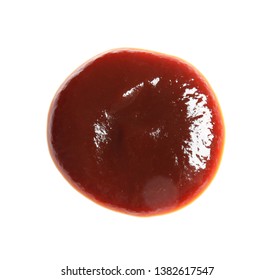 Drop Of Barbecue Sauce On White Background, Top View