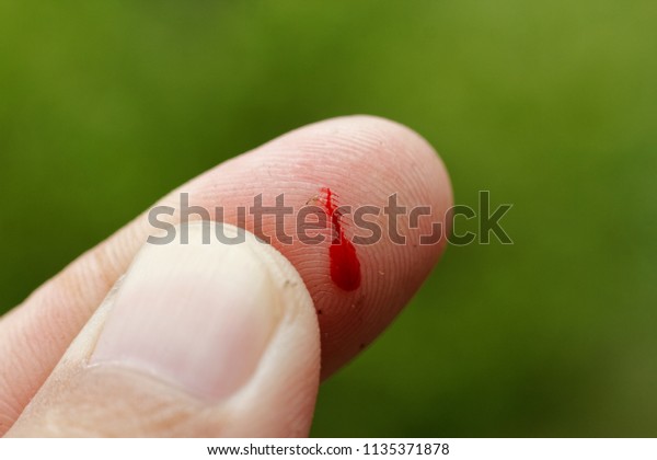 Drop Blood Thorn Cut On Finger Stock Photo Edit Now 1135371878