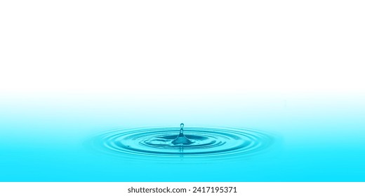 A drop of blue water on the surface of the water 3d illustration