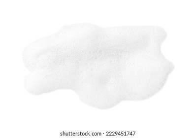 Drop of fluffy soap foam isolated on white, top view - Powered by Shutterstock