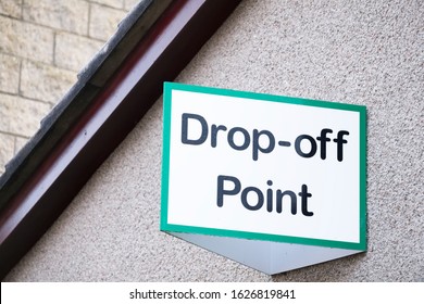 Drop Off Point Sign For Charity Shop Donation And Recycle Yard For Goods Toys Food Bank And Clothes For Welfare And The Poor