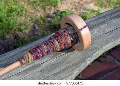 Drop Spindle With Handmade Yarn