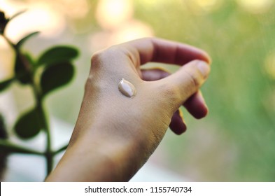 
A Drop Of Tonal Basis Or Bb Cream On The Hand