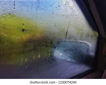 Droplets And Fog On Car Window