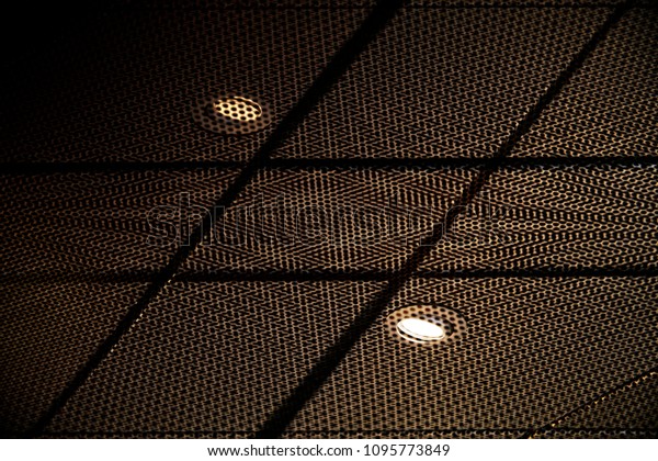 Dropped Ceiling Perforated Panels Halogen Lamps Stock Photo Edit