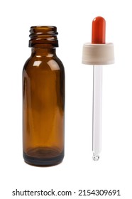 Dropper Bottle With Clear Glass Eye Dropper Isolated On White