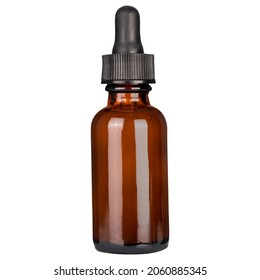 Dropper Bottle Mock-Up. Cosmetic bottle and pipette with essential oil on white background. Amber color pharma grade empty glass bottle with black cap and dropper. - Powered by Shutterstock