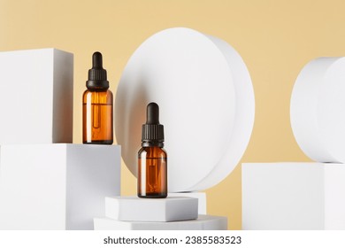 Dropper vials mock-ups, cosmetic glass containers. - Shutterstock ID 2385583523