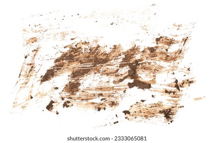 Drops of mud sprayed isolated on white background, with clipping path