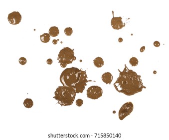 drops of mud sprayed isolated on white background, with clipping path