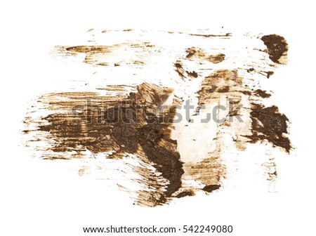 drops of mud sprayed isolated on white background, with clipping path