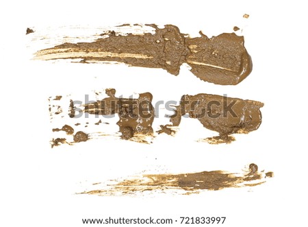 drops of mud sprayed isolated on white background, with clipping path