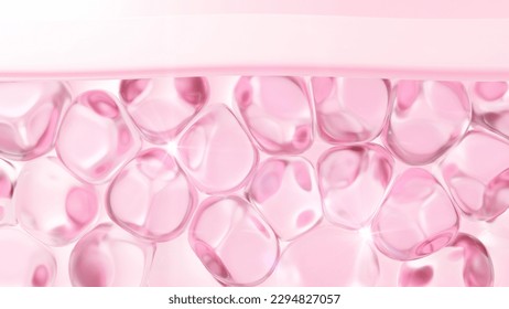 Drops pink serum, cream, and lotion drop into skin cells for UV protection, Ultraviolet shield reflection. repair skin care concept - Shutterstock ID 2294827057