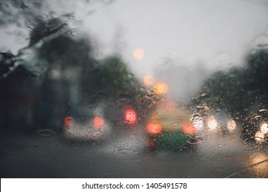 Drops Rain Drizzle On Glass Windshield Stock Photo 1405491578 ...