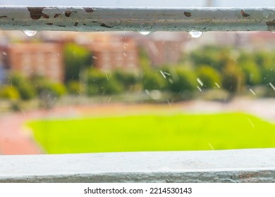 Drops Of Rain On A Iron Beam