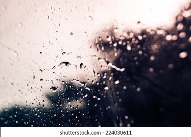 Drops Rain On Train Window Tree Stock Photo 224030611 