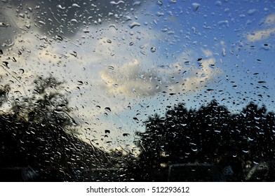 Drops of rain on window 
