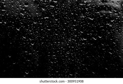 drops of water on a dark glass