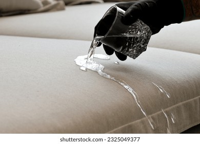 Drops of water on waterproof textile material - Waterproof fabric on upholstery