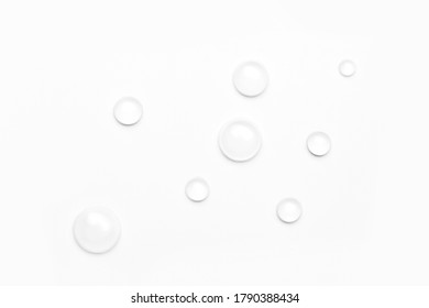drops of water on a white background, top view. minimalism. purity