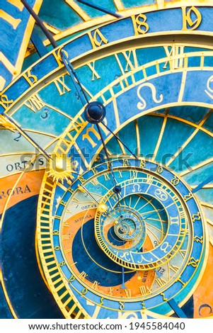 Droste effect background based on Prague astronimical clock. Abstract design for concepts related to astrology, fantasy, time and magic.
