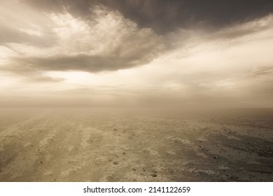 Drought Field With A Dramatic Sky Background