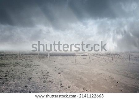 Drought field with a dramatic sky background