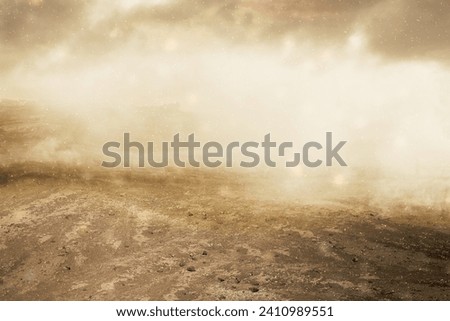 Drought field with a dramatic sky background