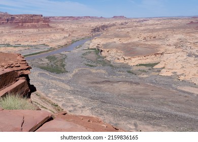 Drought on the Colorado River at Lake Powell 's Hite Bridge Crossing Due to Climate Change - Shutterstock ID 2159836165