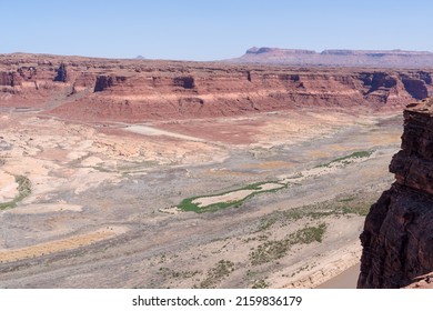 Drought On The Colorado River At Lake Powell's Hite Marina Due To Climate Change