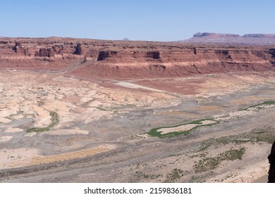 Drought On The Colorado River At Lake Powell's Hite Marina Due To Climate Change