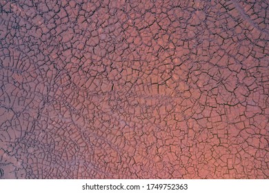 Drought Top View. Aerial View Of A Cracks In The Ground. Texture. Desert Landscape. 