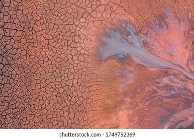 Drought Top View. Aerial View Of A Cracks In The Ground. Texture. Desert Landscape. 