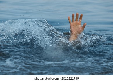 Drowning Man Reaching Help Sea Closeup Stock Photo 2013221939 ...