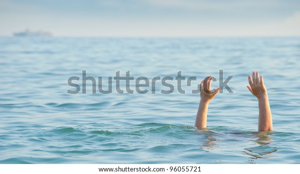 Drowning Man Man Water Asks About Stock Photo (Edit Now) 96055721