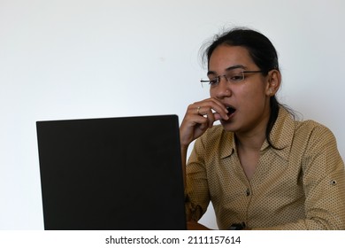 A Drowsy Female Employee Or A Businesswoman During Work. IT, Corporate, Promotion, Job, Switch, Appraisal, Feedback, Manager, Offer Letter, Attrition, Excitement, Resignation, Notice Period, Boredom.