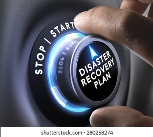 DRP, disaster recovery plan switch button with two fingers - Shutterstock ID 280258274