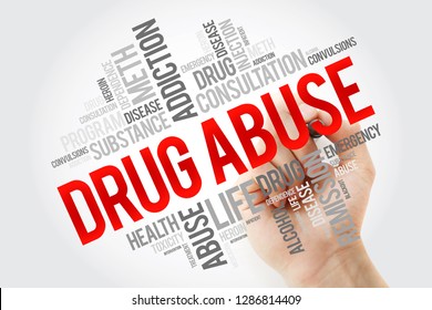 Drug Abuse Word Cloud With Marker, Health Concept Background