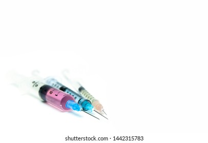 Drug Combination Therapy. Syringes On The White Background