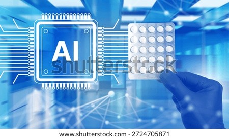 Drug development uses artificial intelligence to analyze pharmaceutical formulations as a researcher evaluates medication blister packs for advanced precision.