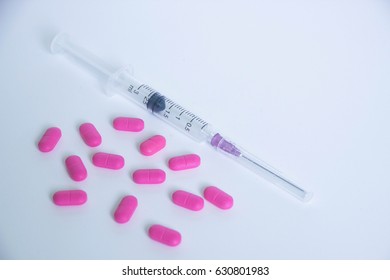 drug injection needle and drug  in laboratory class