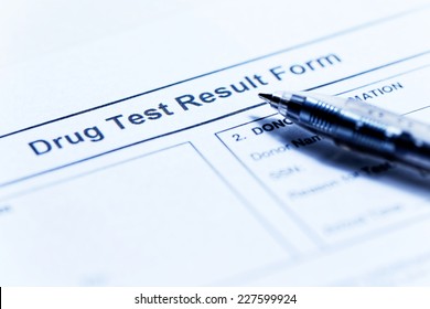 Drug test blank form with pen
