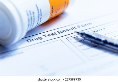 Drug test blank form with Variety of medicines